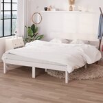 vidaXL Cadre de lit Blanc Bois de pin massif 150x200 cm Très grand