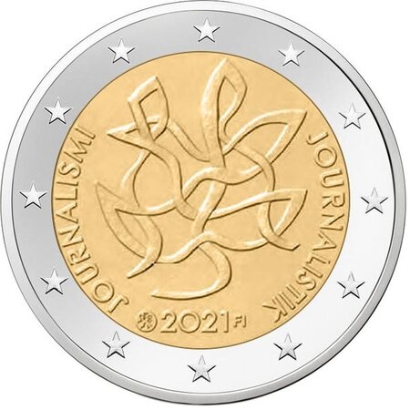 Pièce de monnaie 2 euro commémorative finlande 2021 – journalisme et communication ouverte