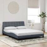 vidaXL Cadre de lit avec lumières LED gris foncé 160x200 cm velours