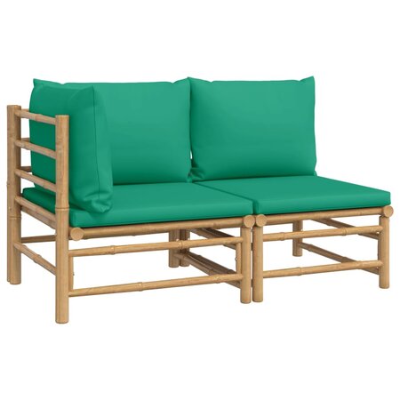 vidaXL Salon de jardin 2 Pièces avec coussins vert bambou