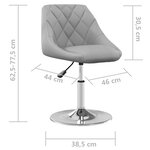 vidaXL Chaises pivotantes à manger lot de 2 Gris clair Velours