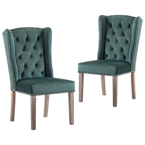 vidaXL Chaises à manger lot de 2 Vert foncé Velours