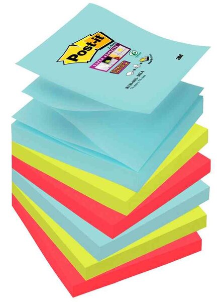 Lot de 6 Bloc-notes adhésifs Super Sticky Z-Notes 76 x 76 mm Miami POST-IT