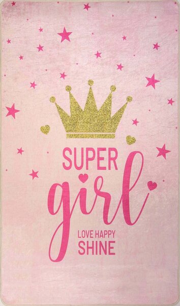 Tapis enfant SUPER GIRLS 120 x 160 cm - Rose