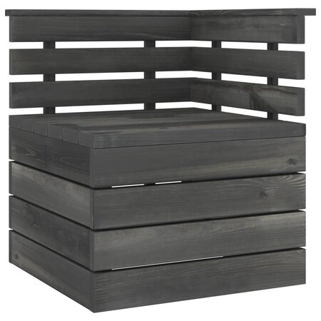 vidaXL Canapé palette d'angle de jardin Bois de pin massif Gris foncé