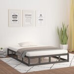vidaXL Cadre de lit Gris 120x190 cm Petit double Bois massif