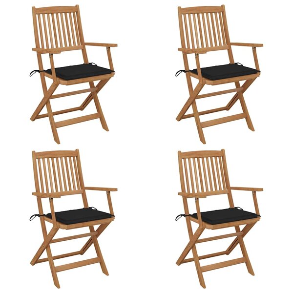 vidaXL Chaises pliables de jardin lot de 4 avec coussins Bois d'acacia