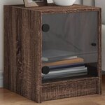 vidaXL Table de chevet avec porte en verre chêne marron 35x37x42 cm