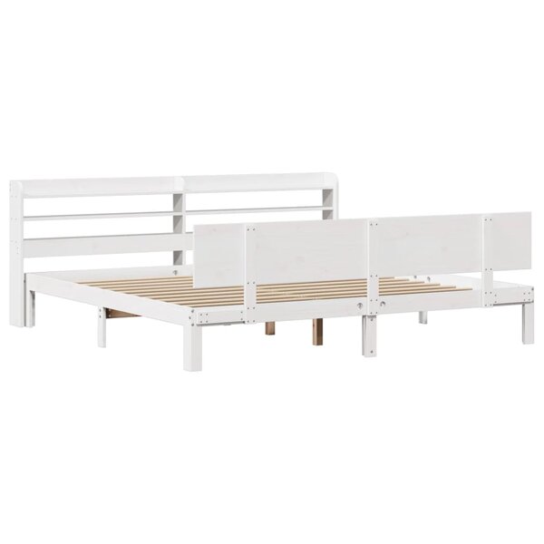 vidaXL Cadre de lit et tête de lit blanc 180x200 cm bois de pin massif