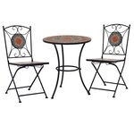 vidaXL Mobilier de bistro 3 Pièces mosaïque Carreau céramique Orange/Gris