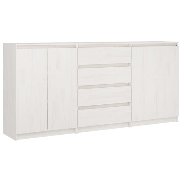 vidaXL Armoires latérales 3 Pièces blanc Bois de pin massif