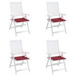 vidaXL Coussins de chaise de jardin lot de 4 rouge bordeaux 50x50x3 cm