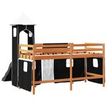 vidaXL Lit mezzanine enfants et tour blanc/noir 90x200 cm pin massif