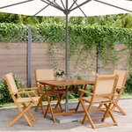 vidaXL Ensemble à manger de jardin 5 Pièces beige tissu et bois massif