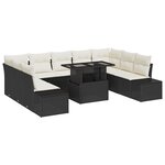 vidaXL Ensemble de canapé de jardin 10 pièces avec coussins en poly rotin noir
