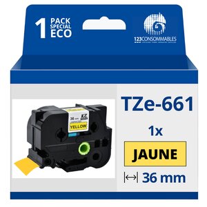 Ruban compatible Brother TZe661 - Texte noir sur fond jaune