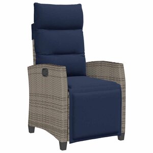 vidaXL Chaise de jardin inclinable avec table d'appoint gris polyrotin