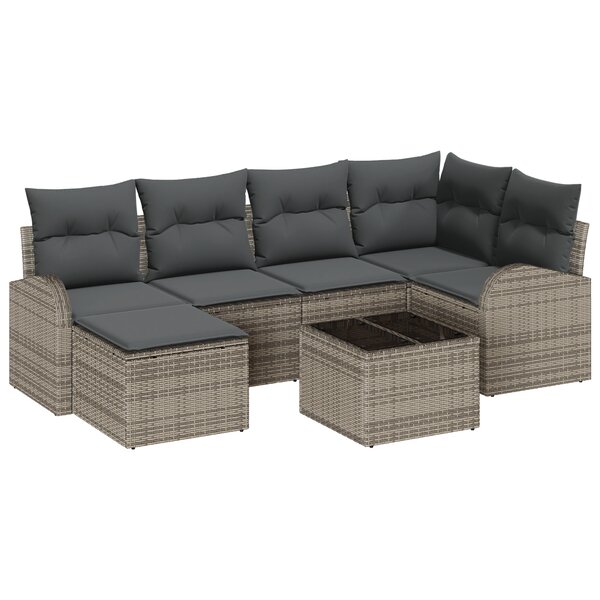 vidaXL Ensemble de canapé de jardin 6 pièces avec coussins en Black Poly Rattan