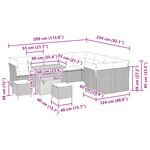 Ensemble de Canapé de Jardin 12 Pièces avec Coussins Beige Rattan