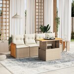 vidaXL Salon de jardin avec coussins 5 Pièces beige résine tressée