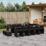 vidaXL Ensemble à manger de jardin 15 Pièces coussins noir résine tressée