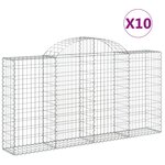 vidaXL Paniers à gabions arqués 10 Pièces 200x30x100/120 cm Fer galvanisé