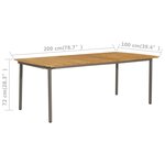 vidaXL Table de jardin 200x100x72 cm Bois d'acacia solide et acier