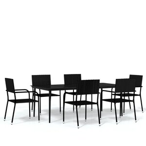 vidaXL Ensemble à manger de jardin 7 Pièces Noir