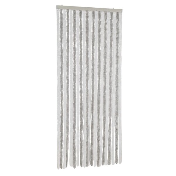 vidaXL Rideau anti-mouches gris clair et blanc 90x220 cm chenille