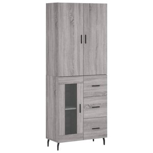 vidaXL Buffet haut Sonoma gris 69 5x34x180 cm Bois d'ingénierie