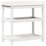 vidaXL Table de rempotage avec étagères blanc bois massif de pin