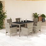 vidaXL Ensemble à manger de jardin avec coussins 7 Pièces rotin et verre