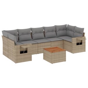 vidaXL Salon de jardin avec coussins 8 Pièces beige résine tressée