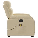 vidaXL Fauteuil inclinable de massage électrique Crème Tissu