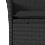 vidaXL Ensemble à manger de jardin et coussins 3 Pièces noir rotin acacia