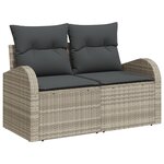 Ensemble de Canapé de Jardin 7 Pièces avec Coussins Gris Rattan Poly