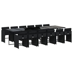vidaXL Ensemble à manger de jardin 13 Pièces coussins noir résine tressée