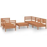 Salon de jardin meuble d'extérieur ensemble de mobilier 6 pièces marron miel bois de pin massif 02_0017036