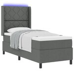 Lit à ressorts vidaXL avec matelas et LED Gris foncé 90x190 cm en tissu