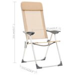 vidaXL Chaises de camping pliables 2 Pièces Crème Aluminium