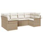 vidaXL Ensemble de Canapés de Jardin 6 Pièces avec Coussins Beige Poly Rotin