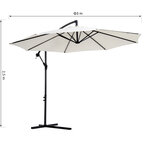 Parasol déporté octogonal inclinable manivelle pied acier Ø 3 x 2 5H m crème