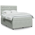 vidaXL Sommier à lattes de lit et matelas Gris clair 140x200cm Velours
