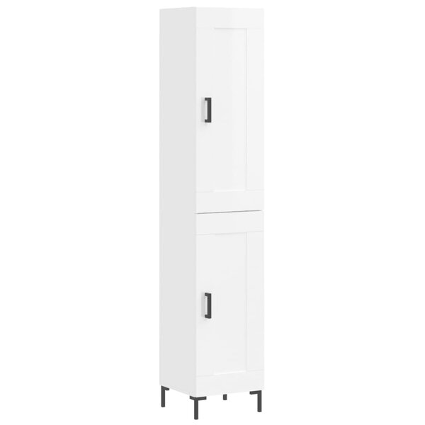 vidaXL Buffet haut Blanc brillant 34 5x34x180 cm Bois d'ingénierie
