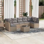 vidaXL Salon de jardin avec coussins 8 Pièces beige résine tressée