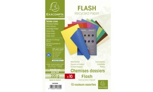 Paquet de 10 chemises 220g FLASH format A4 100 RECYCLE assortis EXACOMPTA