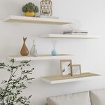 vidaXL Étagères flottantes 4 Pièces chêne et blanc 80x23 5x3 8 cm MDF