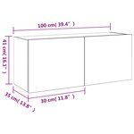 vidaXL Meuble TV mural avec lumières LED chêne fumé 100x35x41 cm