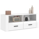vidaXL Meuble TV Blanc brillant 100x35x40 cm Bois d'ingénierie