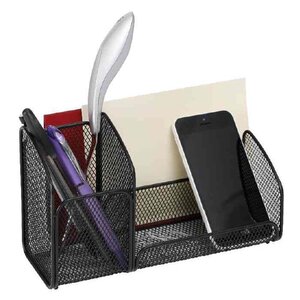 Pot à crayons 'MESHTRI', métal, 3 compartiments, noir ALBA